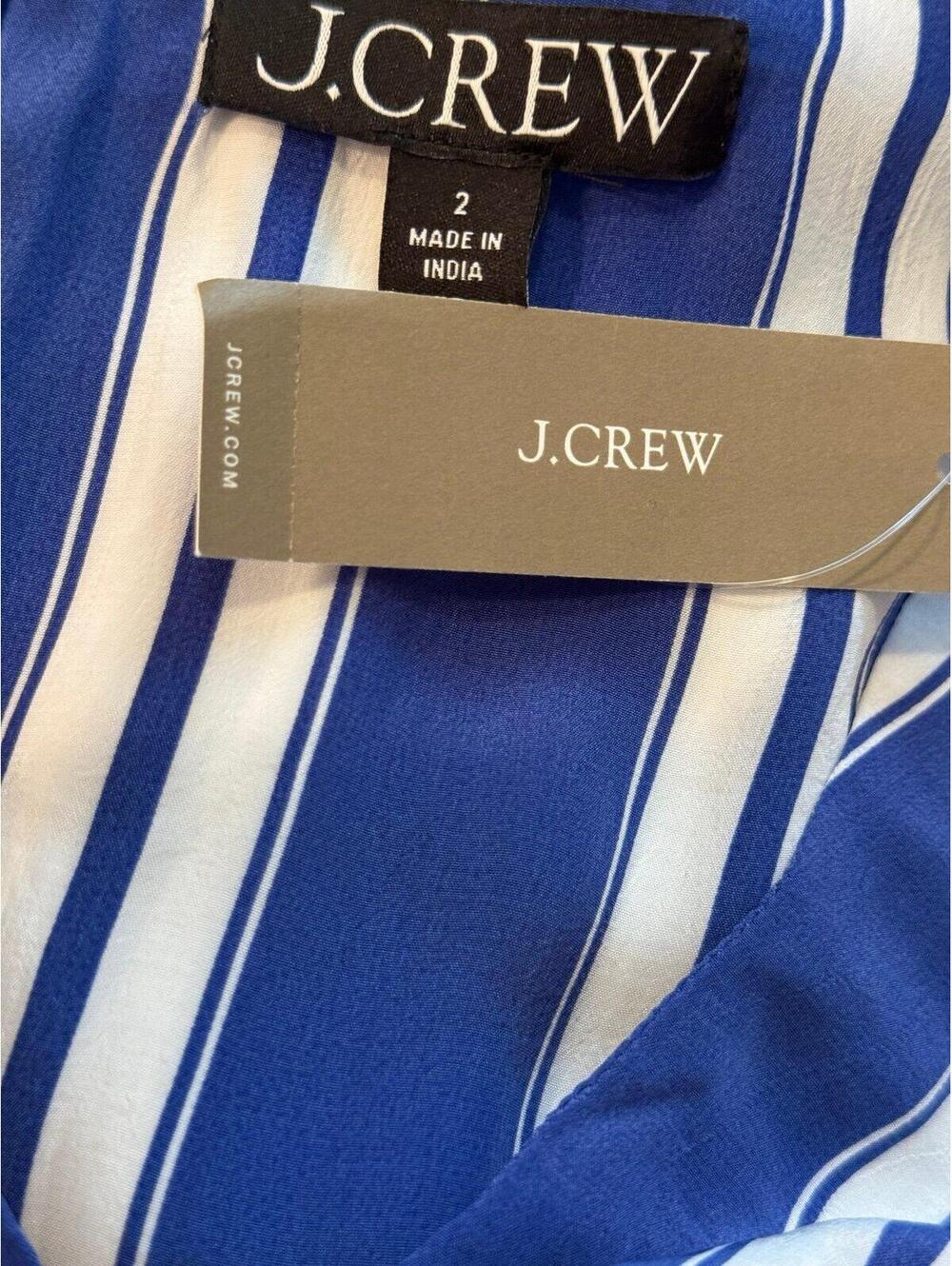 J.Crew Blue White Striped Tie Front Peplum Top Size 2 NWT Sleeveless Coastal - Picture 4 of 7